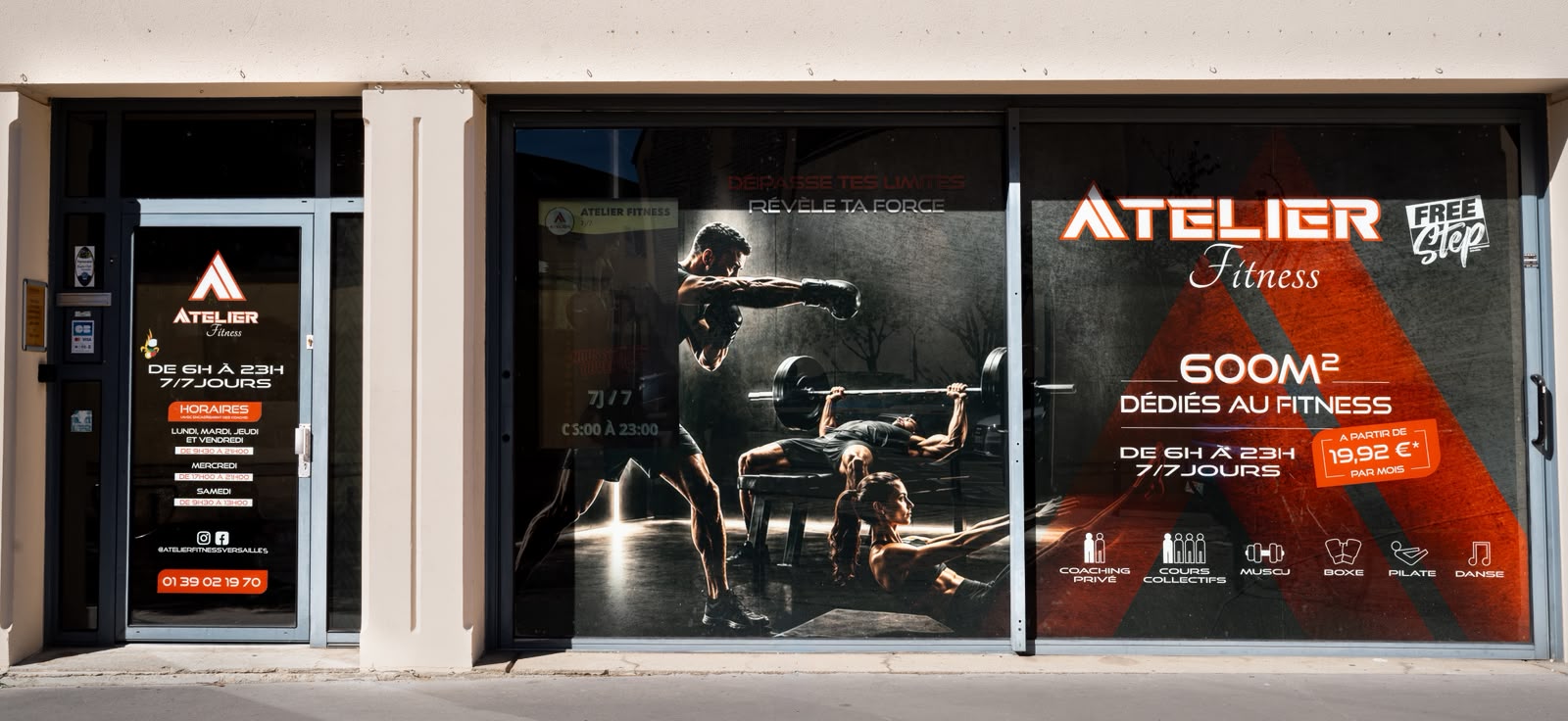 Façade de la salle de sport à Versailles Atelier Fitness